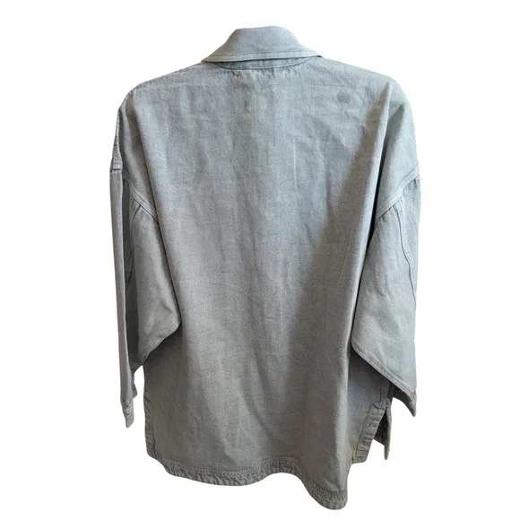 Free People Madison City Denim Jacket XL Frosted Earth Oversized Cotton Boho NWT - Picture 3 of 15